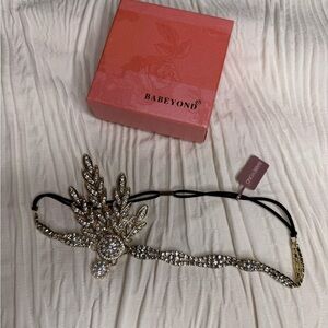 Babeyond Gold Crystal Leaf Headpiece Bridal Gatsby